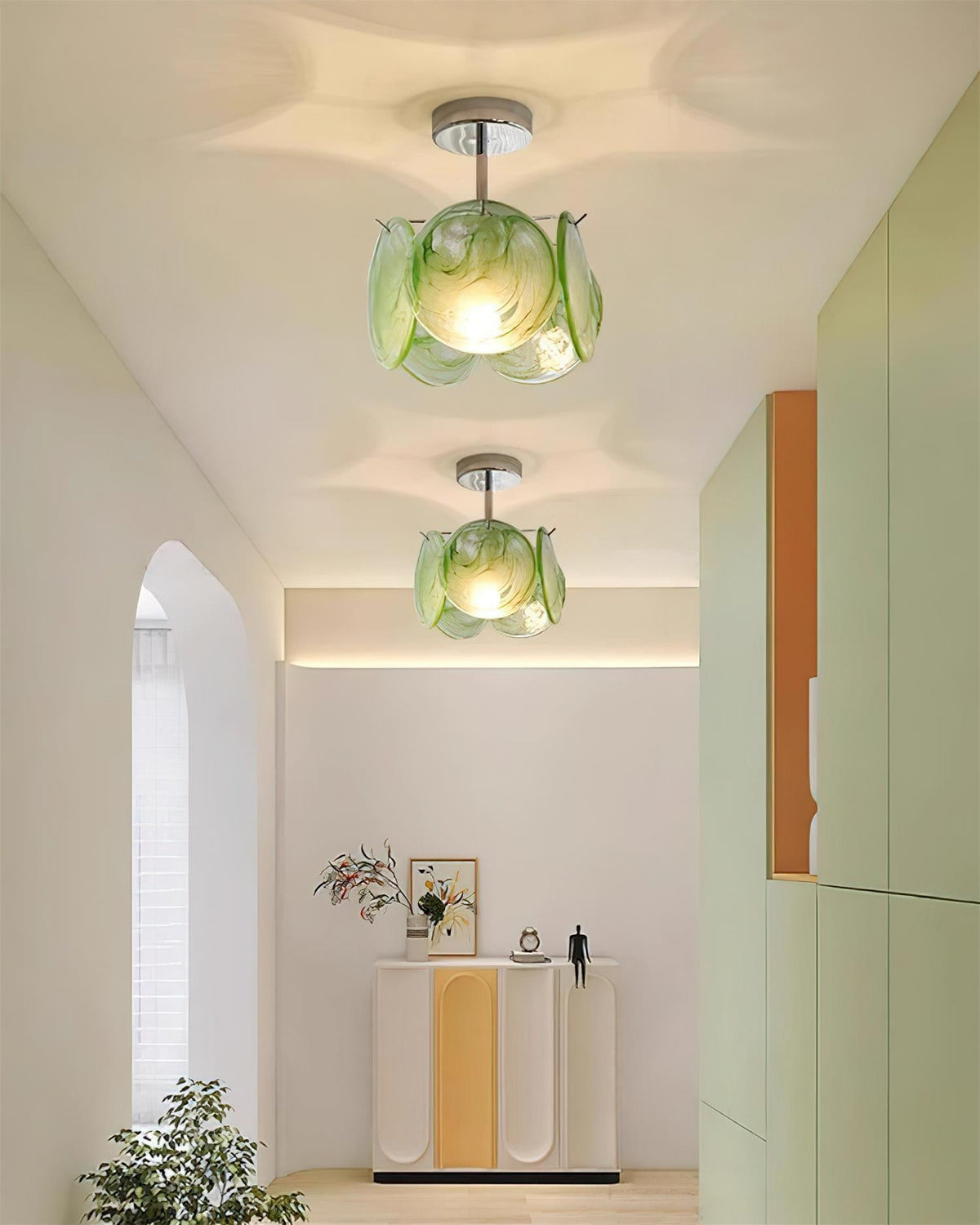 Lenira Ceiling Lamp Blue Art Glass Modern