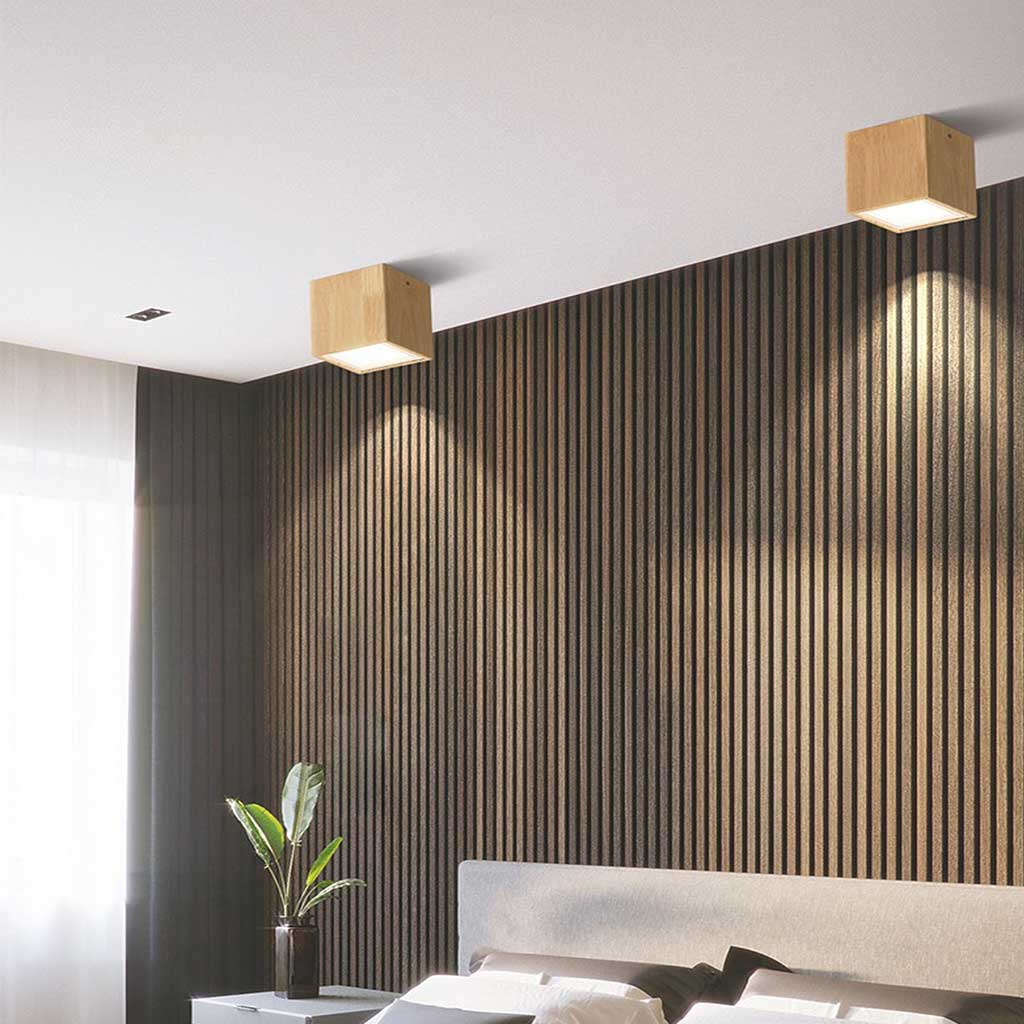 Ceiling Light Downlight Wood LED Cylinder/Cube, Log Color
