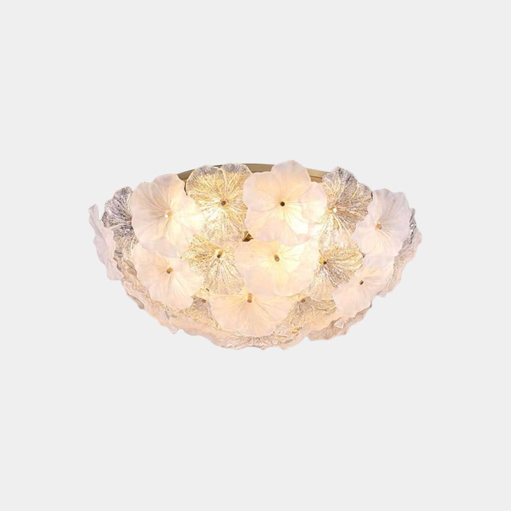 Flush Mount Ceiling Light French Round Glass Flower