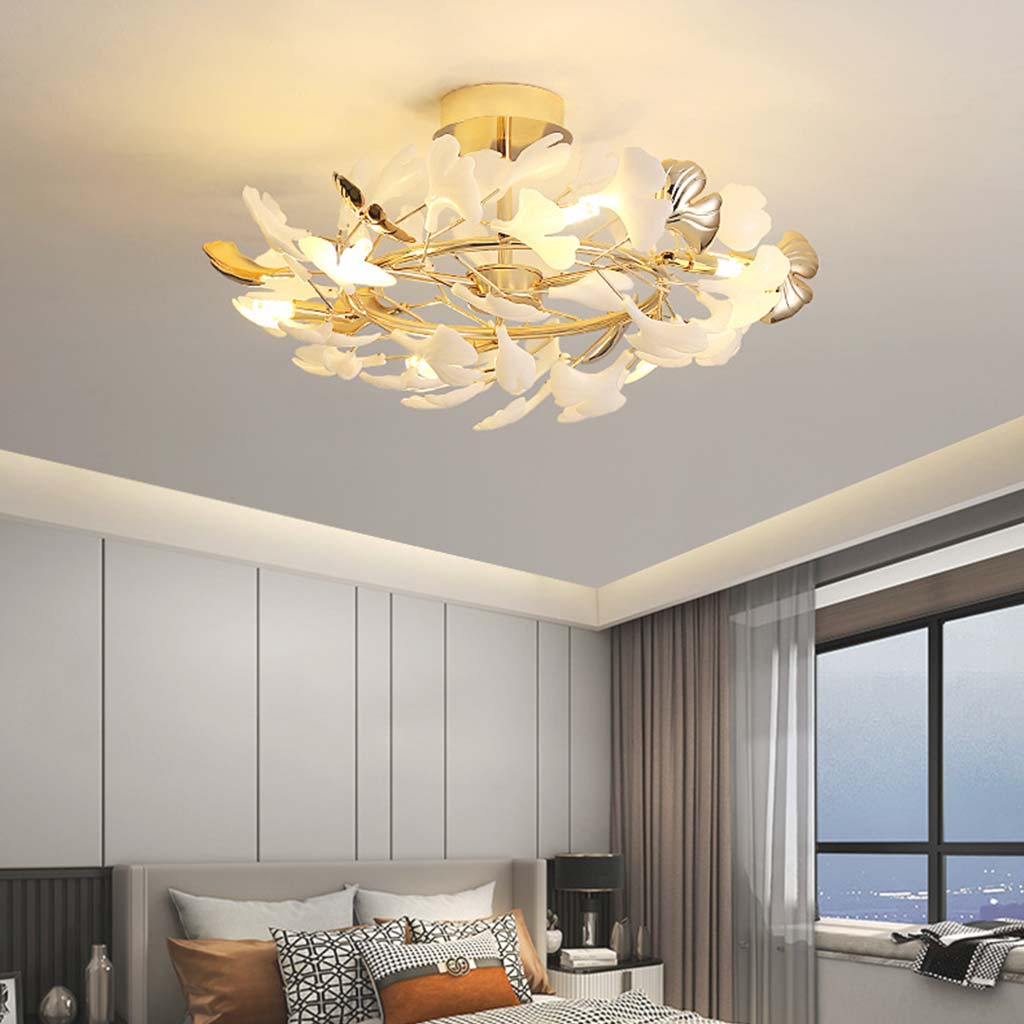 Ceiling Light Modern Art Deco Ceramic Ginkgo Leaves