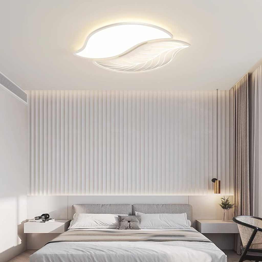 Flush Mount Ceiling Light Unique Leaf LED Dimmable, White/Black