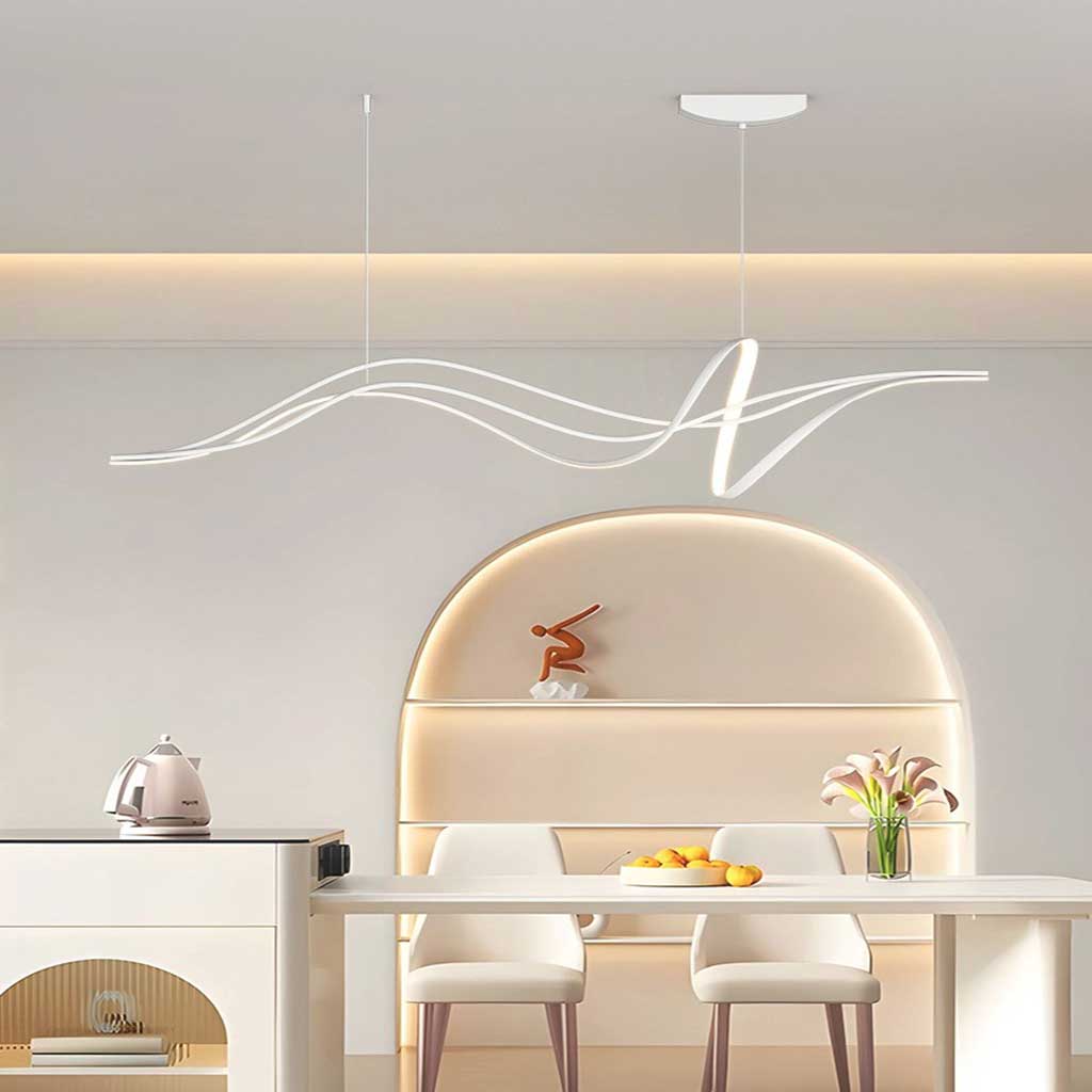 Chandelier Unique Minimalist Curved Wave LED, Black / White