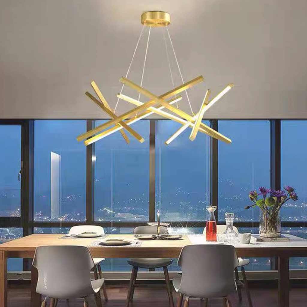 Chandelier Geometric LED Cross Light Bar, Black / Gold