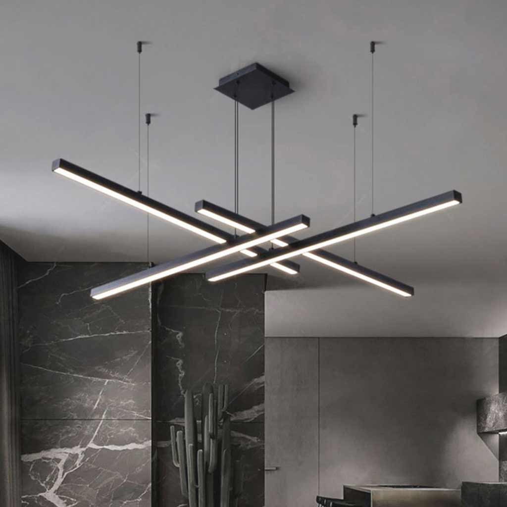 Chandelier Geometric Multiple LED Light Stick Dimmable, Black