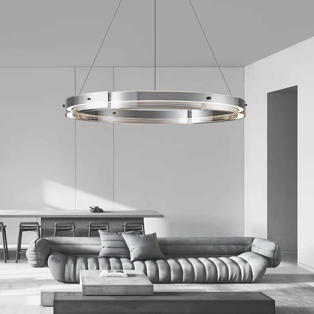Chandelier Modern Copper Glass Ring LED Dimmable, Black