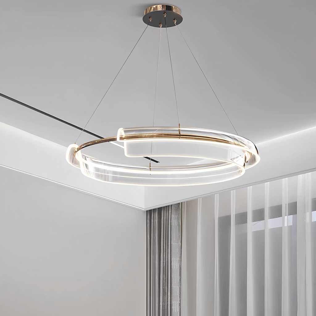 Chandelier Single Ring Circular Dimmable LED, Gold