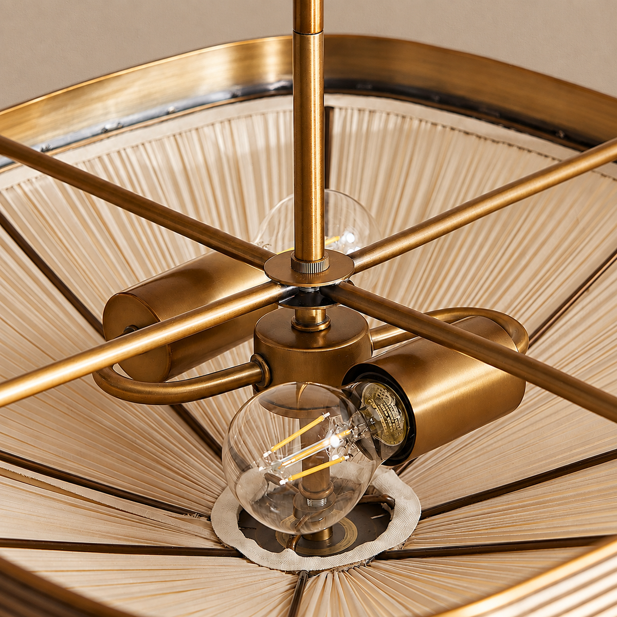 Pleated Fabric & Aged Brass Chandelier | CLFAB50