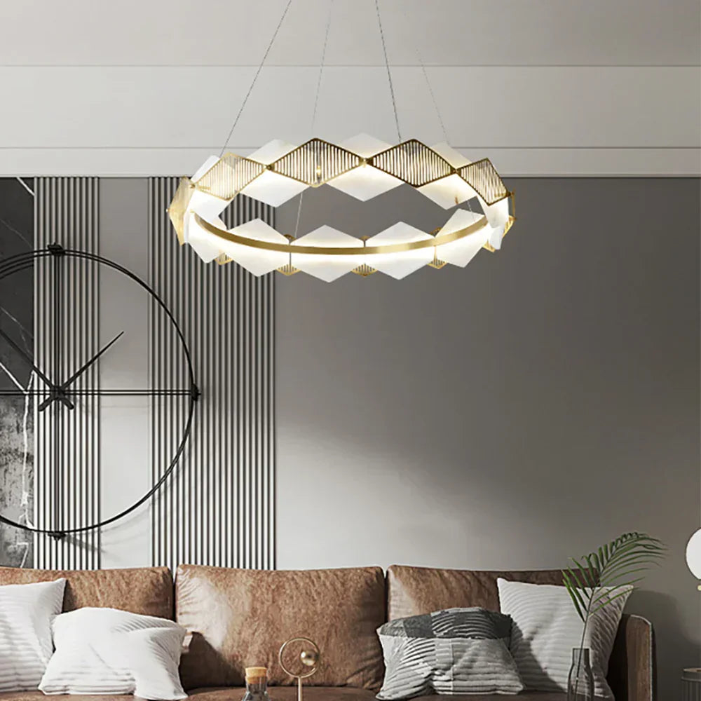 Circular Rote Alabaster Diamond Chandelier