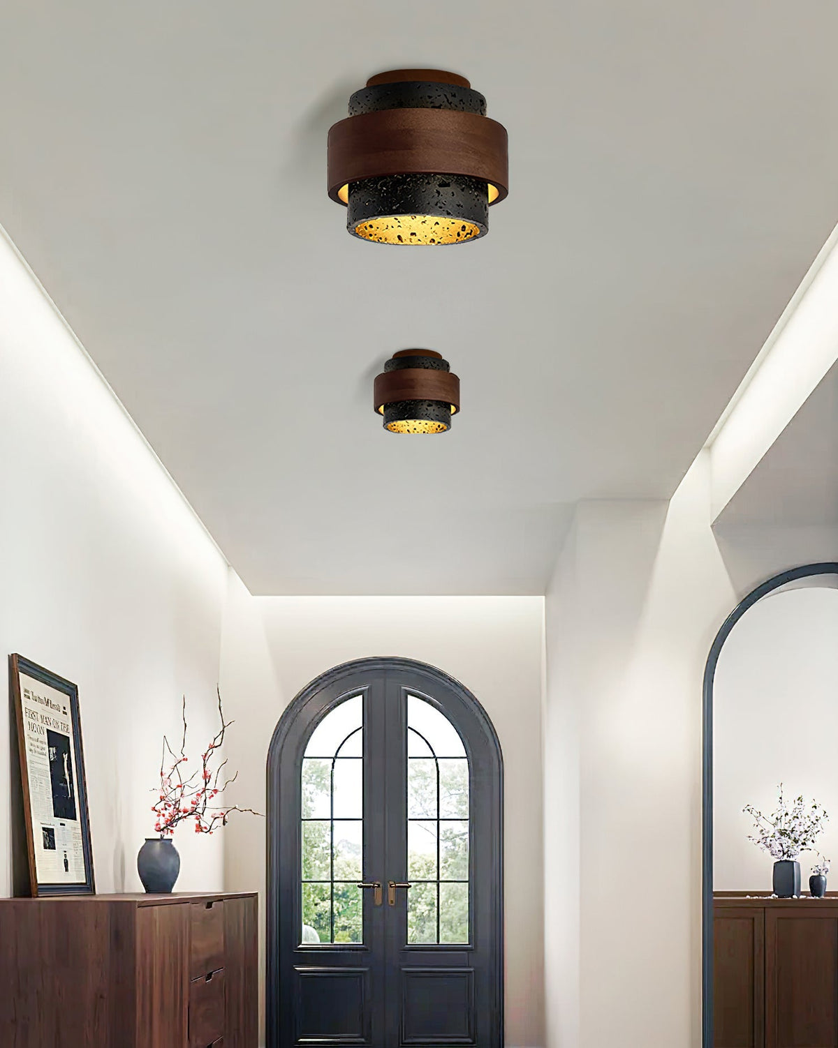 Noruaine Black Travertine Ceiling Light