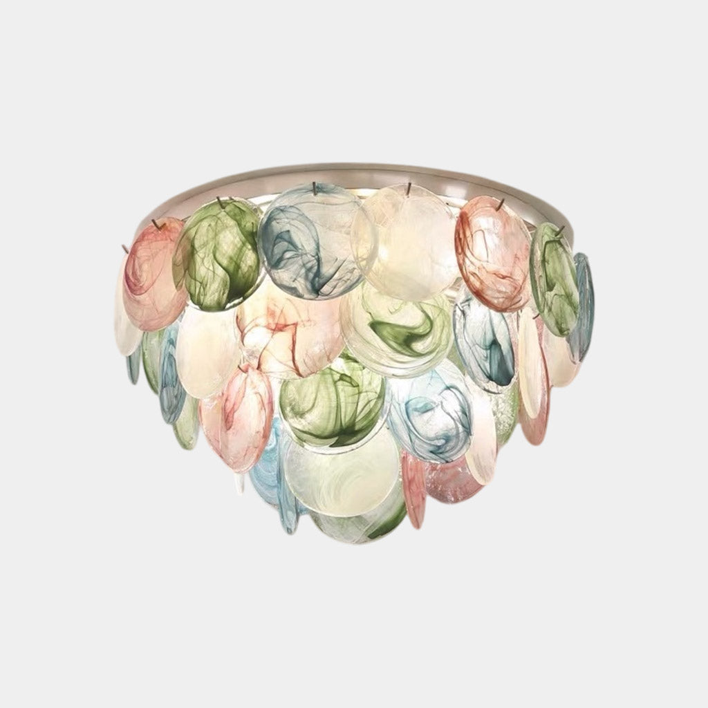 Colorful Murano Glass Seashell Disc Chandelier Ceiling Light