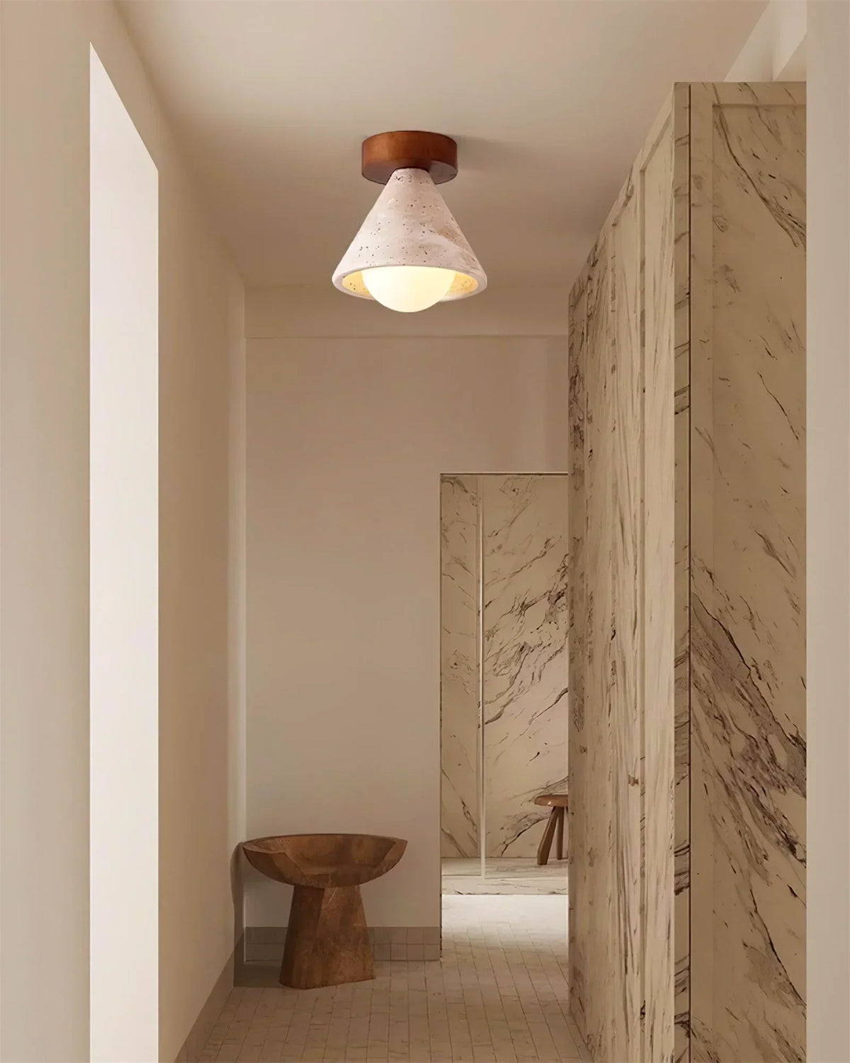 Cone Kayla Travertine Ceiling Light