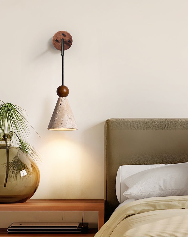 Cone Wood Bead Wall Sconce