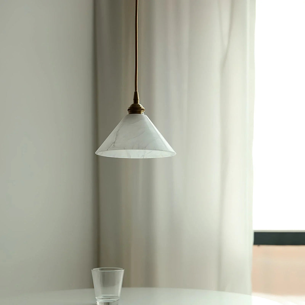 Alabaster Triangle Cone Pendant Light