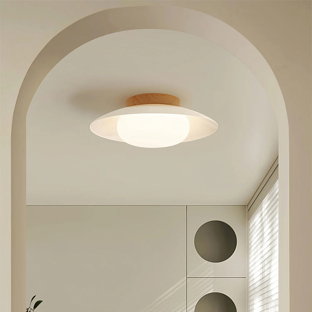 Cream Wooden Ceiling Light for Bedroom