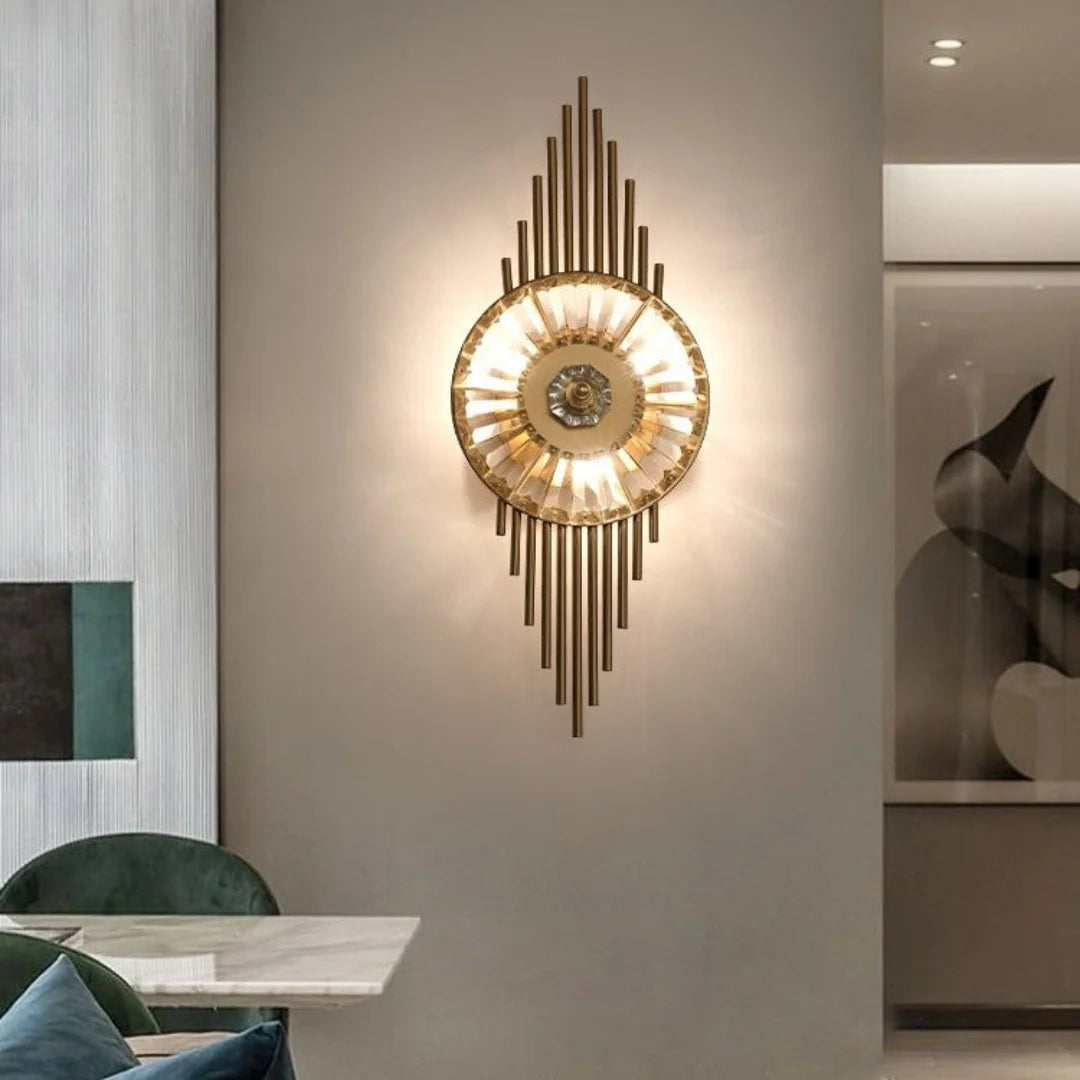 Crystal Gear Gold Wall Light