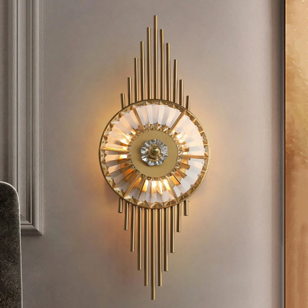 Crystal Gear Gold Wall Light