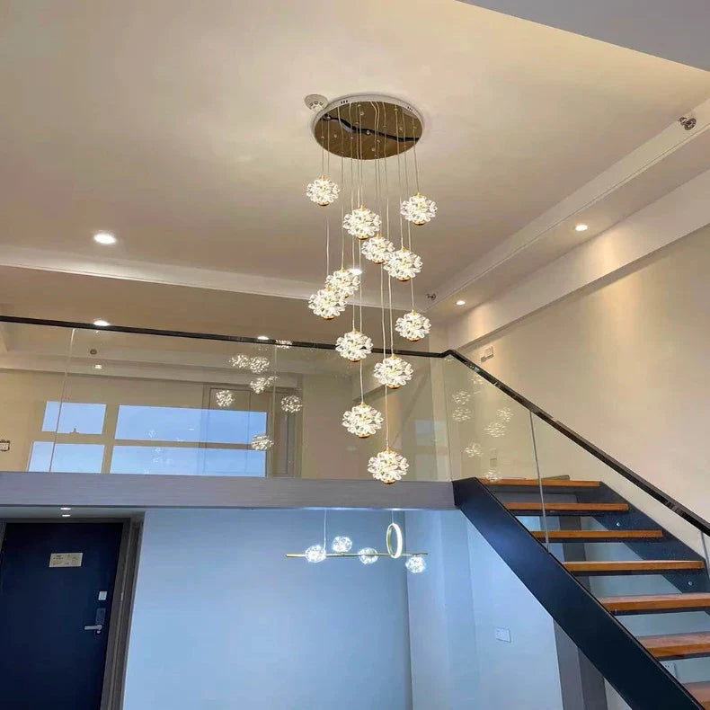 Crystal Modern Pendant Lighting for Stairs & Foyer