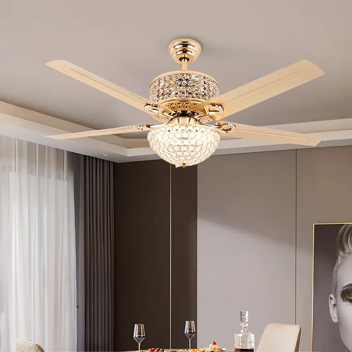 Tiffany Laure Crystal Ceiling Fan Light