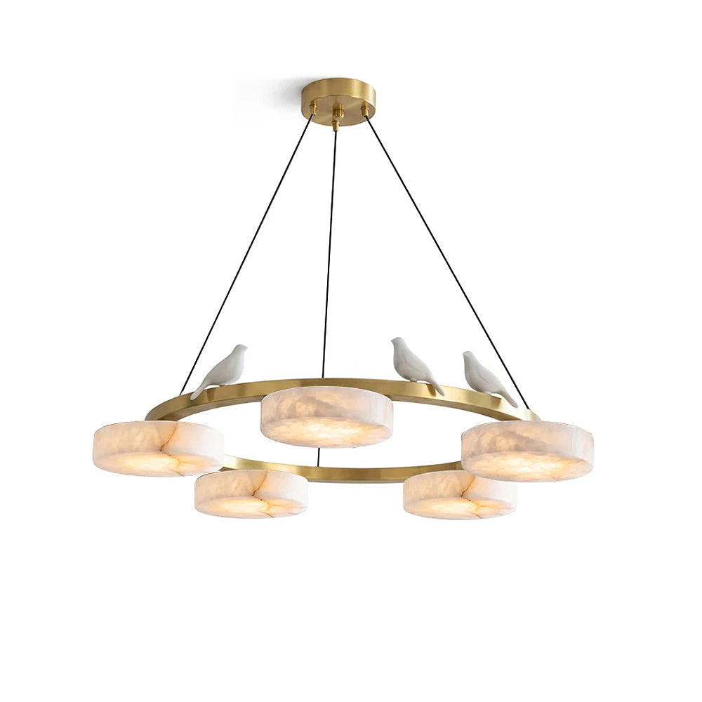 Nivaian Bird Round Alabaster Chandelier