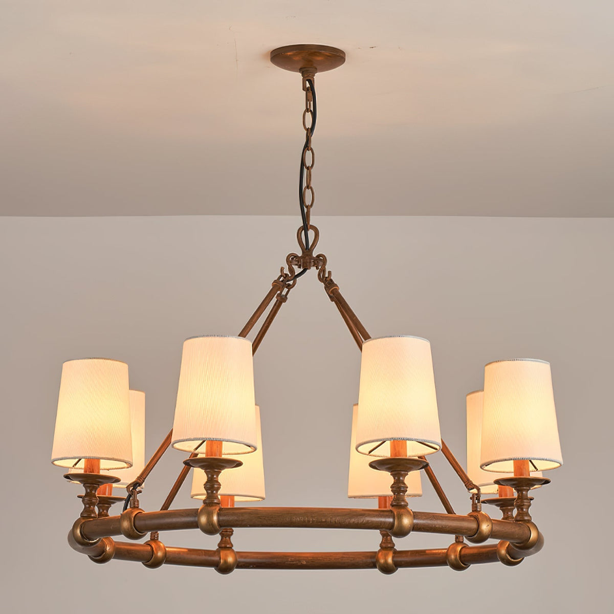Unite Vintage Industrial Round Gold Chandelier