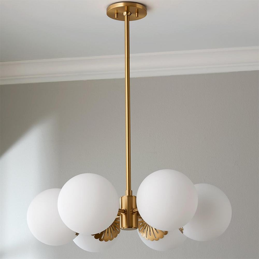 Whisper Globe Brass Glass Chandelier