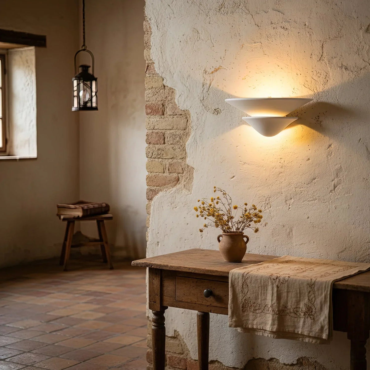 Double-layer Inverted Plaster Wall Lamp