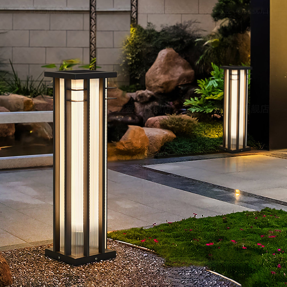 Modern Double Axis Outdoor Post Lamp