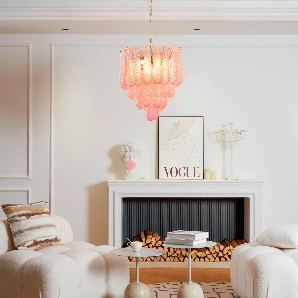 Pink Glass Petals Chandelier