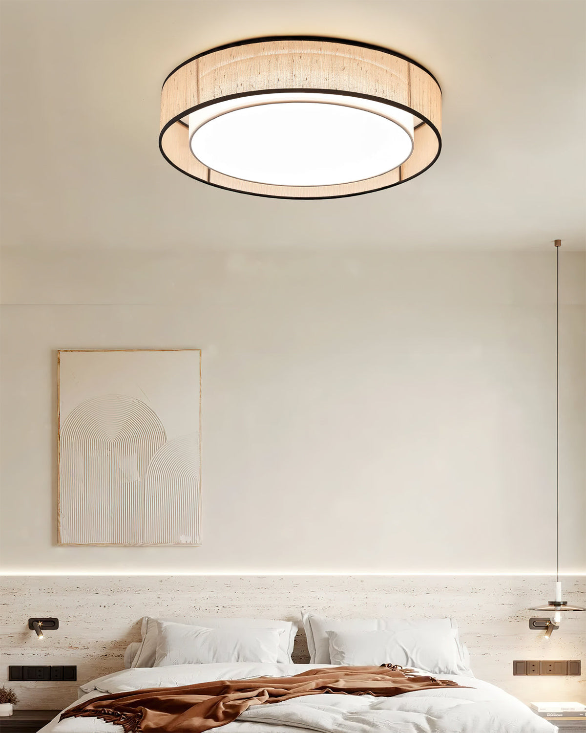 Fioiraya Linen Flush Mount Ceiling Light