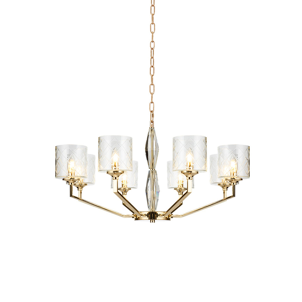 Dew Postmodern Luxury Brass Glass Chandelier