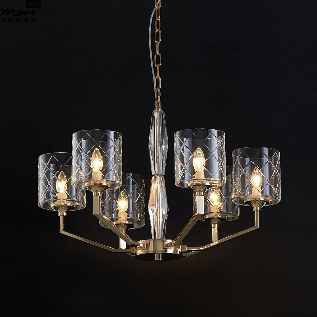 Dew Postmodern Luxury Brass Glass Chandelier