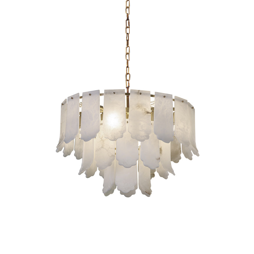 Hue Postmodern Luxury Brass Alabaster Chandelier