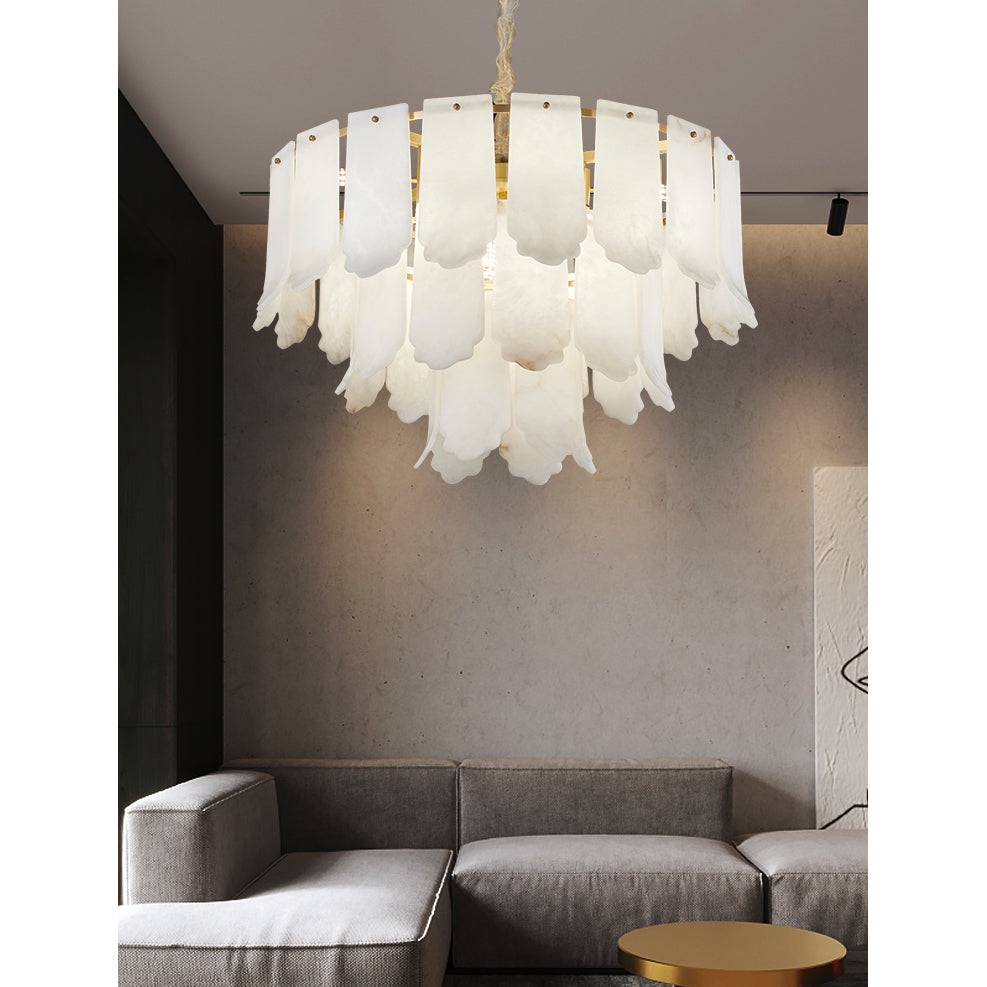 Hue Postmodern Luxury Brass Alabaster Chandelier