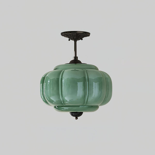 Eldio Green Glass Semi Flush Mount Light