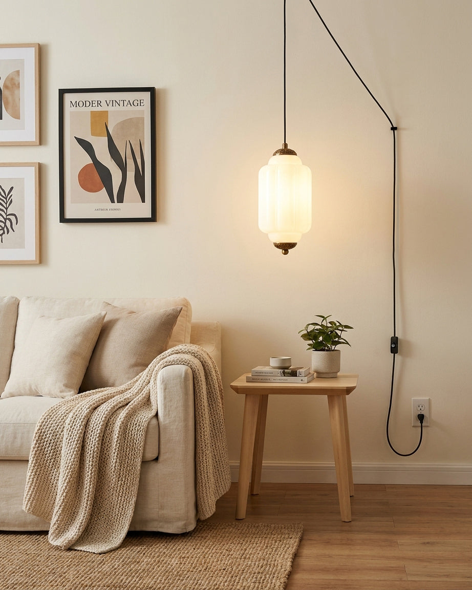Veleaine Glass Plug In Pendant Light