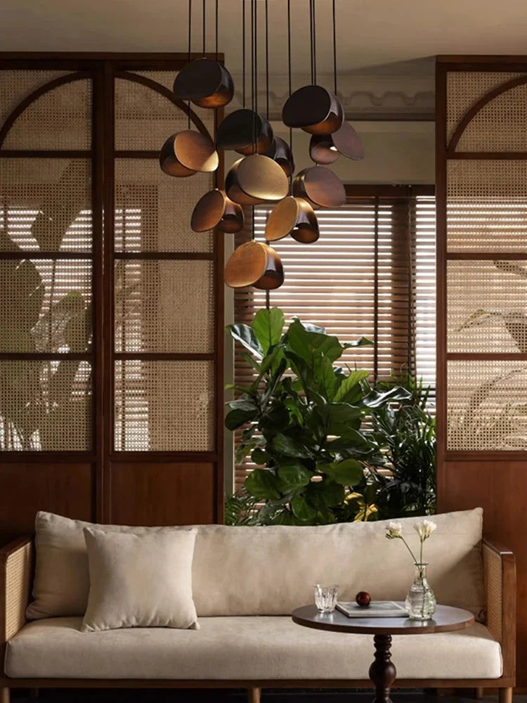Elor Contemporary Wood Multi Light Pendant