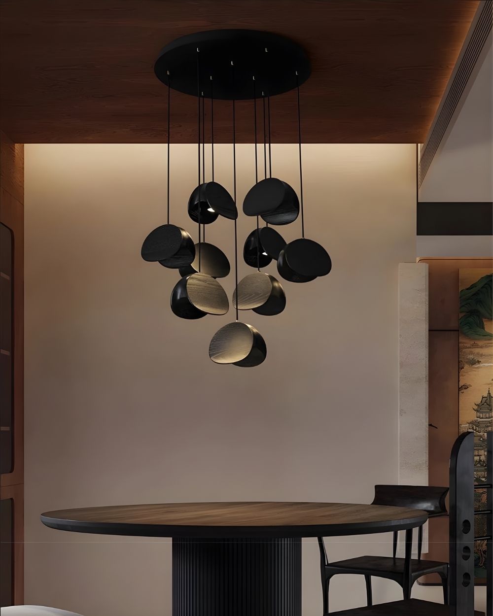 Elor Contemporary Wood Multi Light Pendant