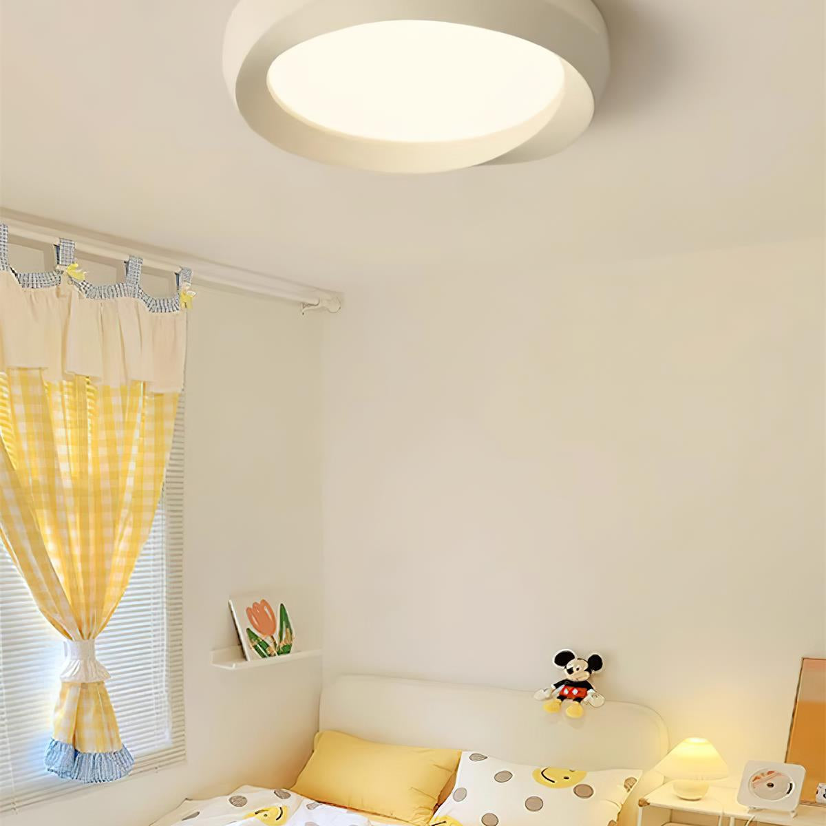 Ceiling Lamp Resin with Soft Curved Frame in Neutral Tones