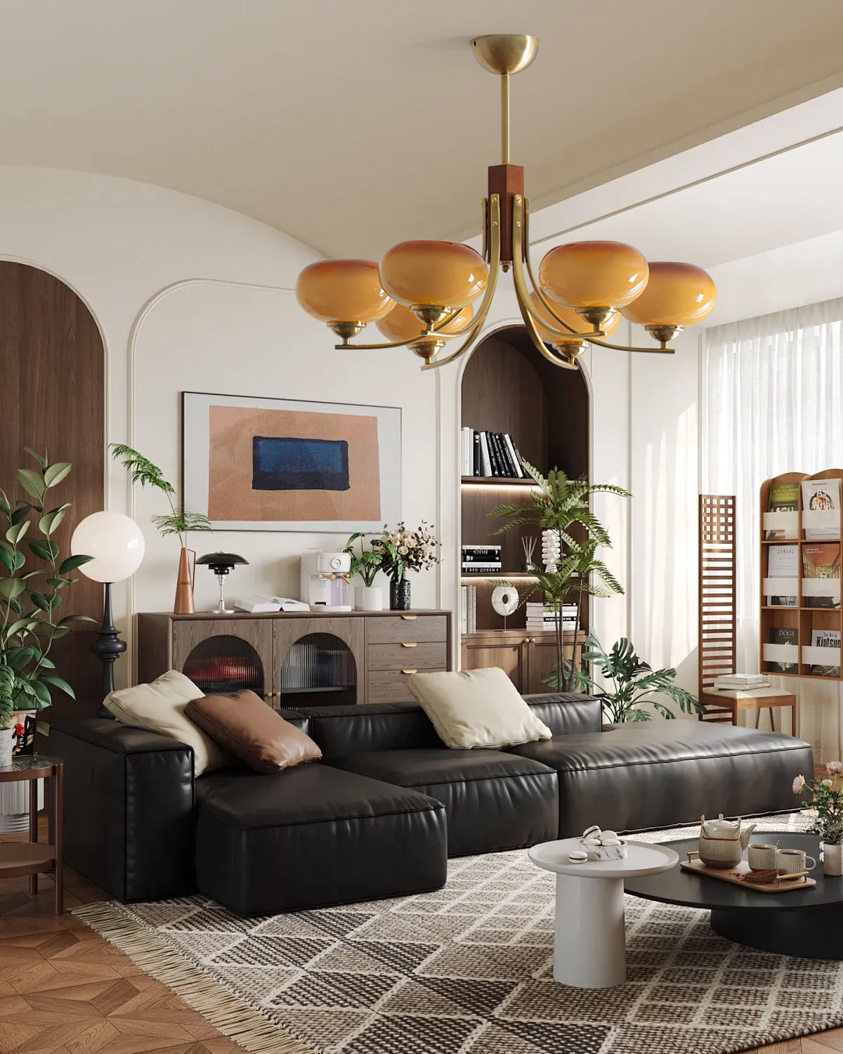 Vira 6-Light Amber Glass Globe Chandelier