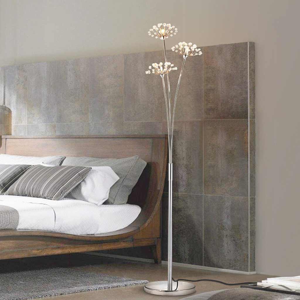 Floor Lamp Nordic Crystal Flower Dandelion, Chrome