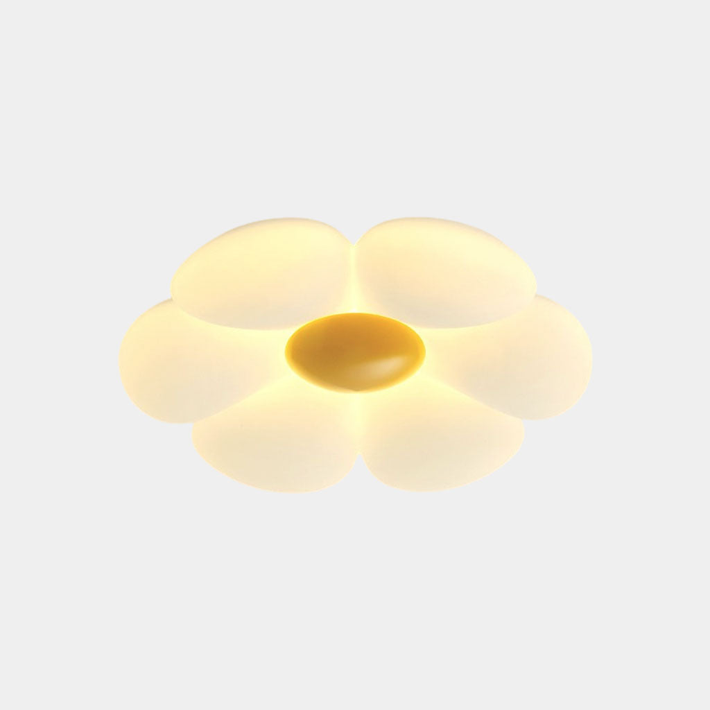 Flush Mount Ceiling Light Kids Room Cream Acrylic Flower LED