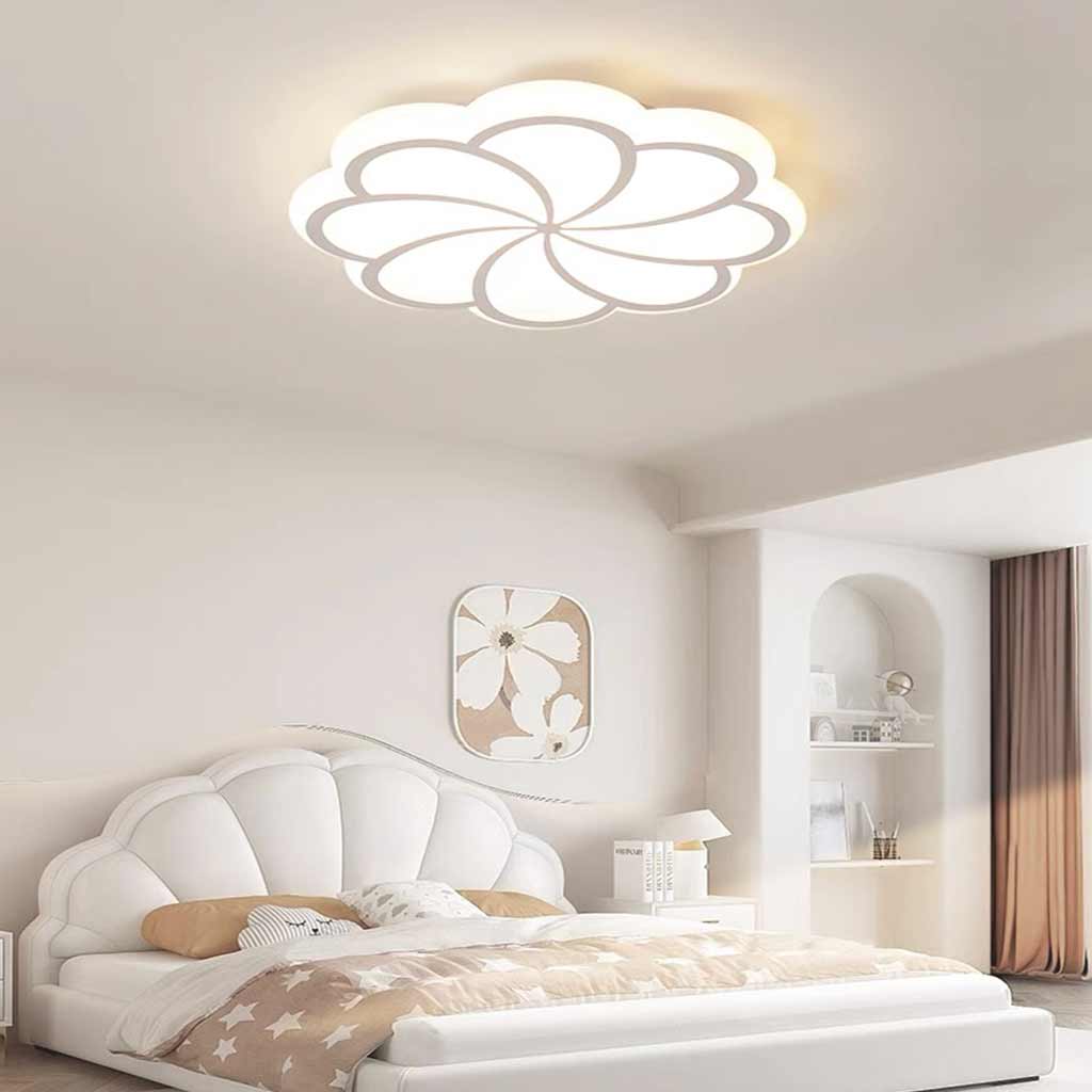 Flush Mount Ceiling Light Decorative Flower, White
