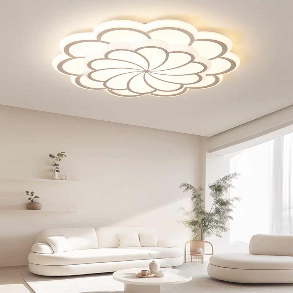 Flush Mount Ceiling Light Decorative Flower, White