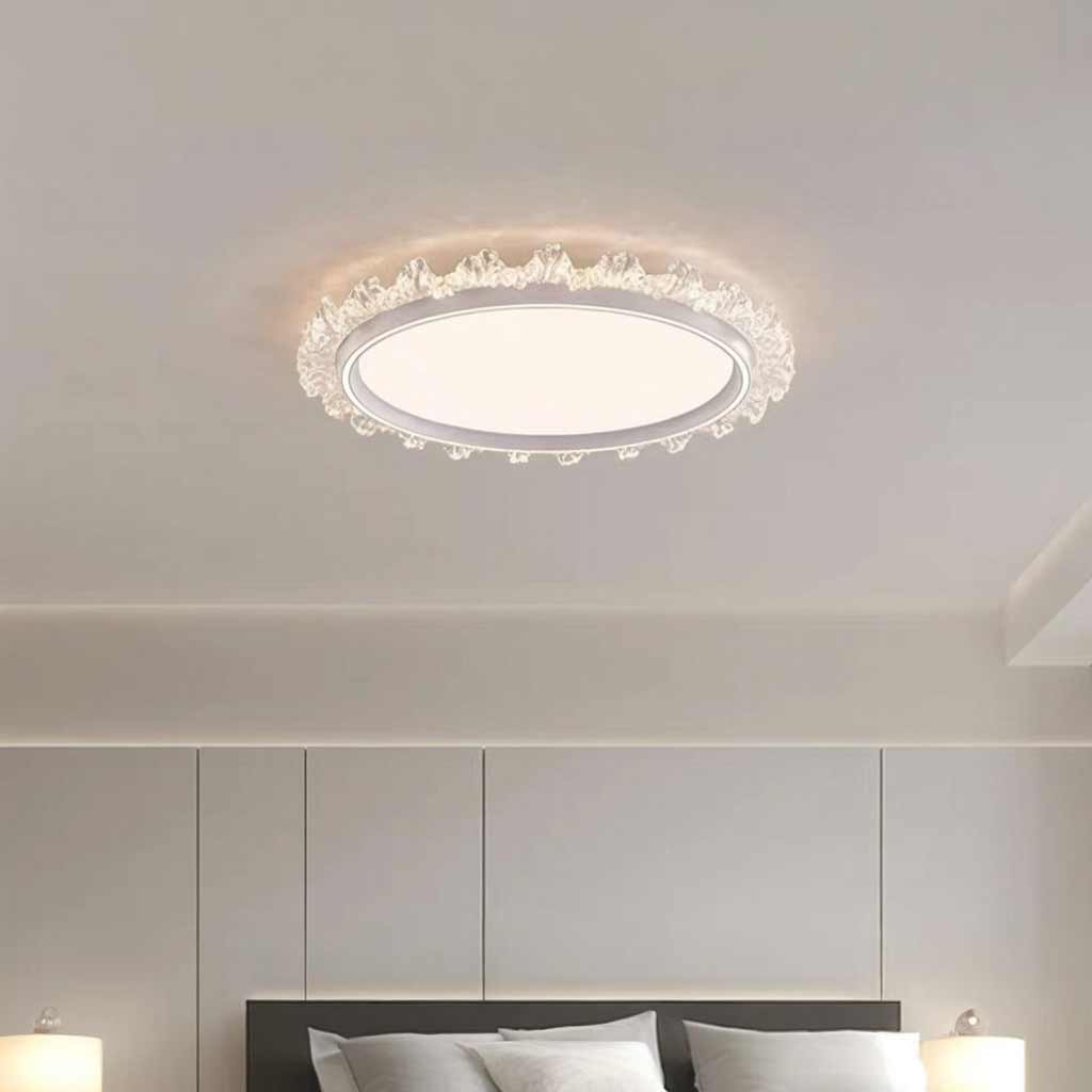 Flush Mount Ceiling Light French Round Floral LED, White