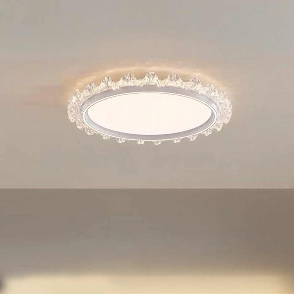 Flush Mount Ceiling Light French Round Floral LED, White