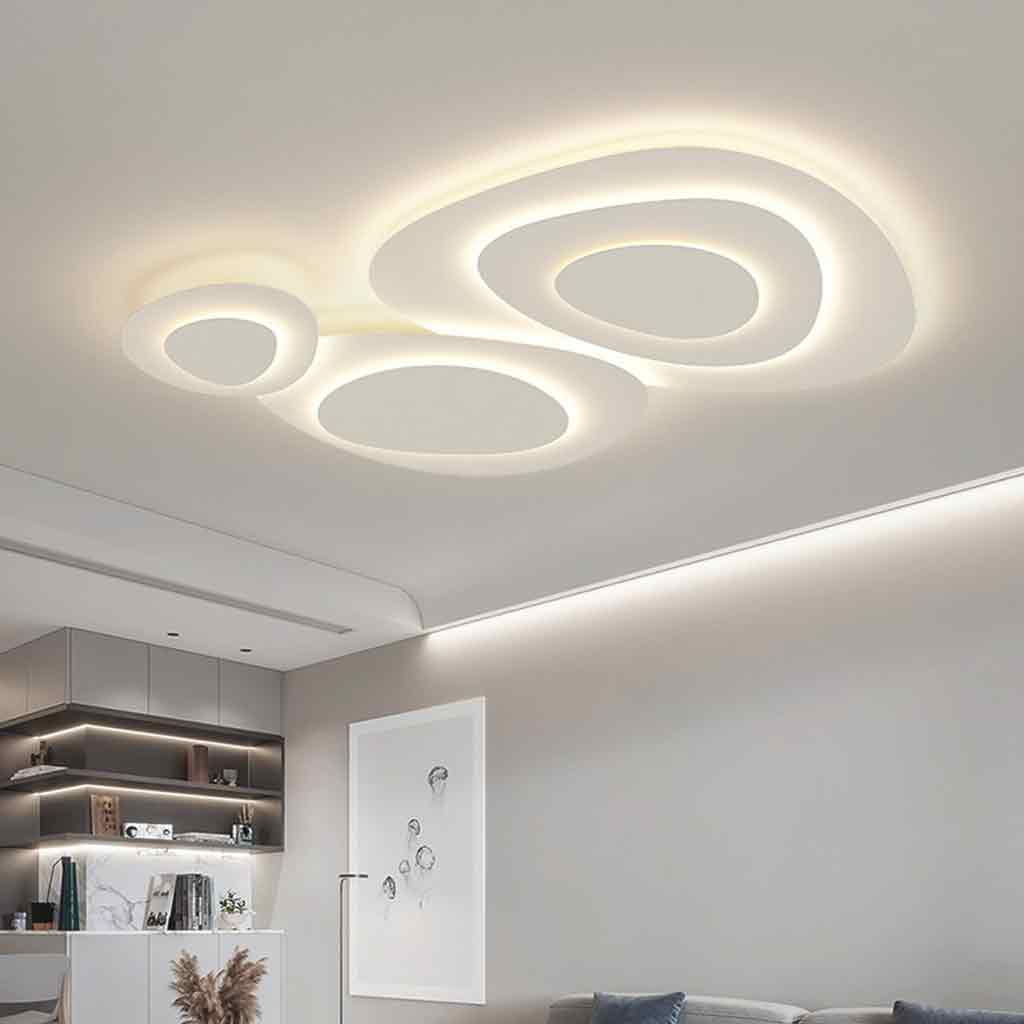Flush Mount Ceiling Light Geometirc Dimmable LED, White