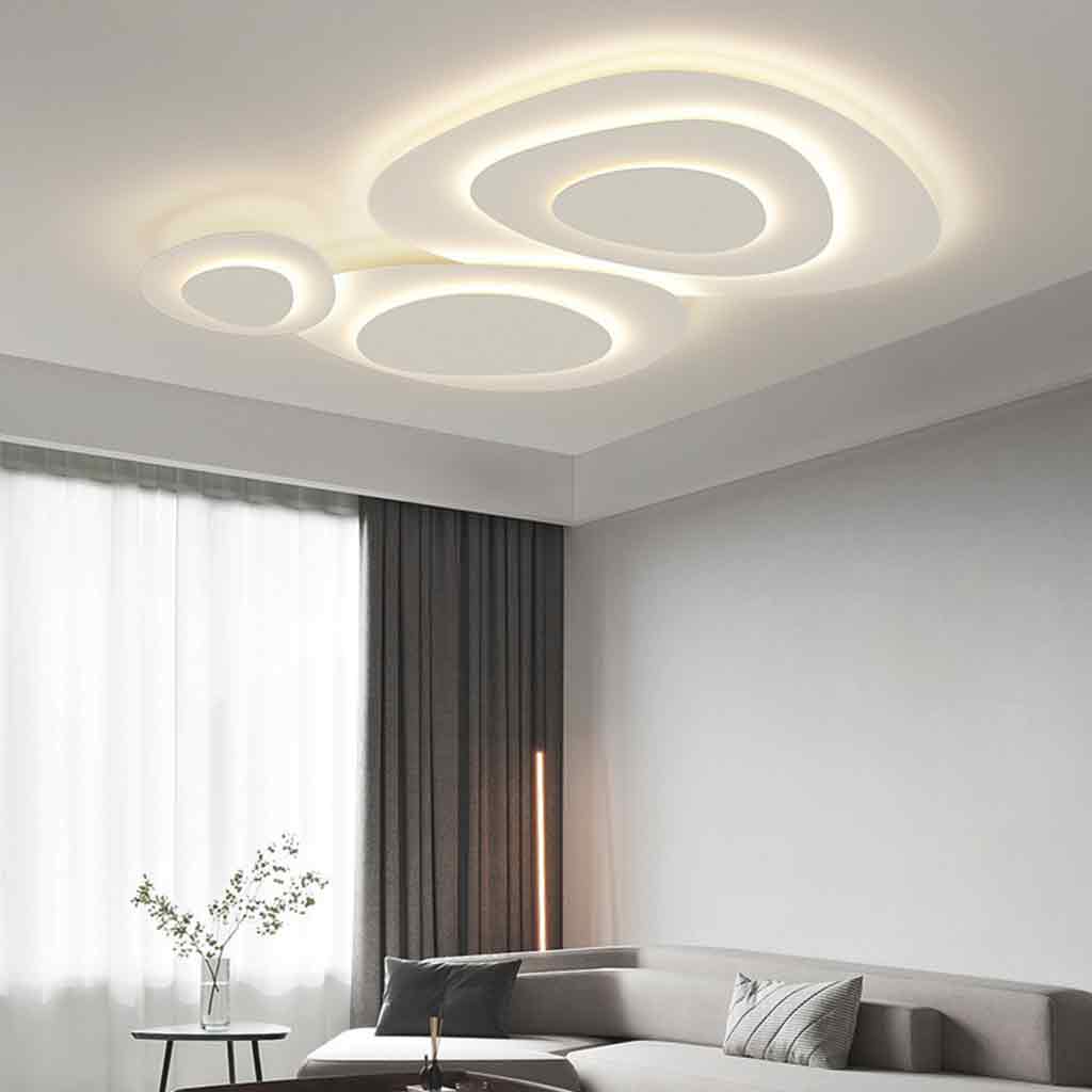 Flush Mount Ceiling Light Geometirc Dimmable LED, White