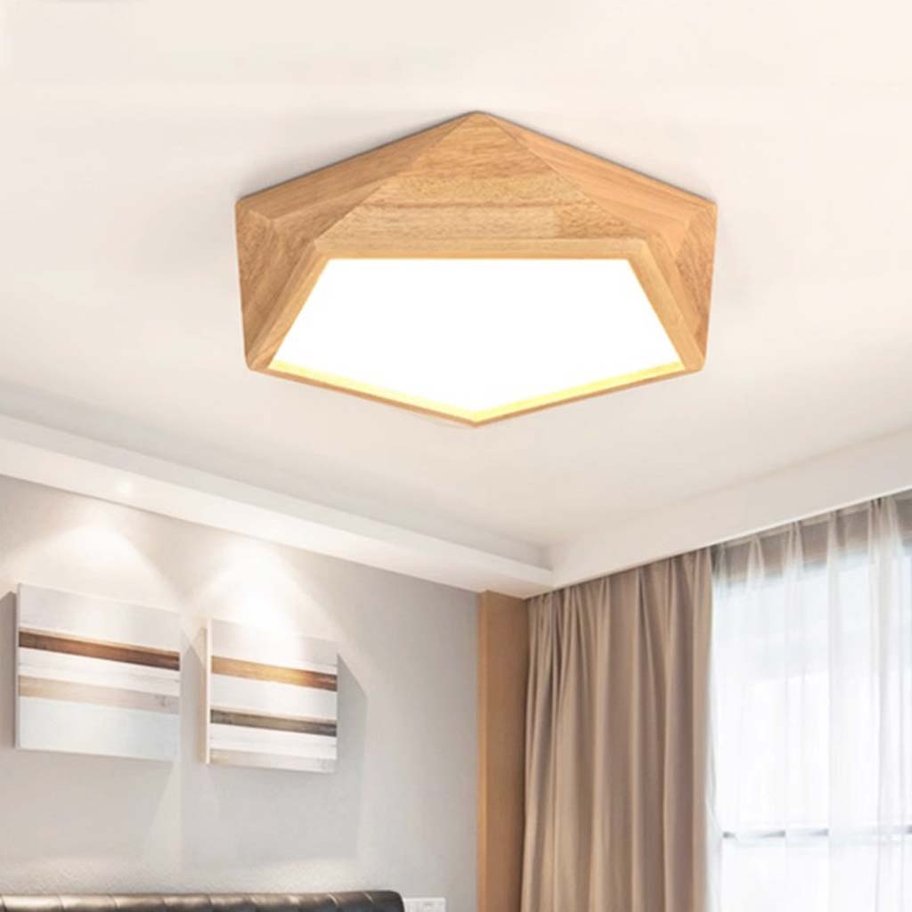 Flush Mount Ceiling Light Geometric Wood Dimmable LED