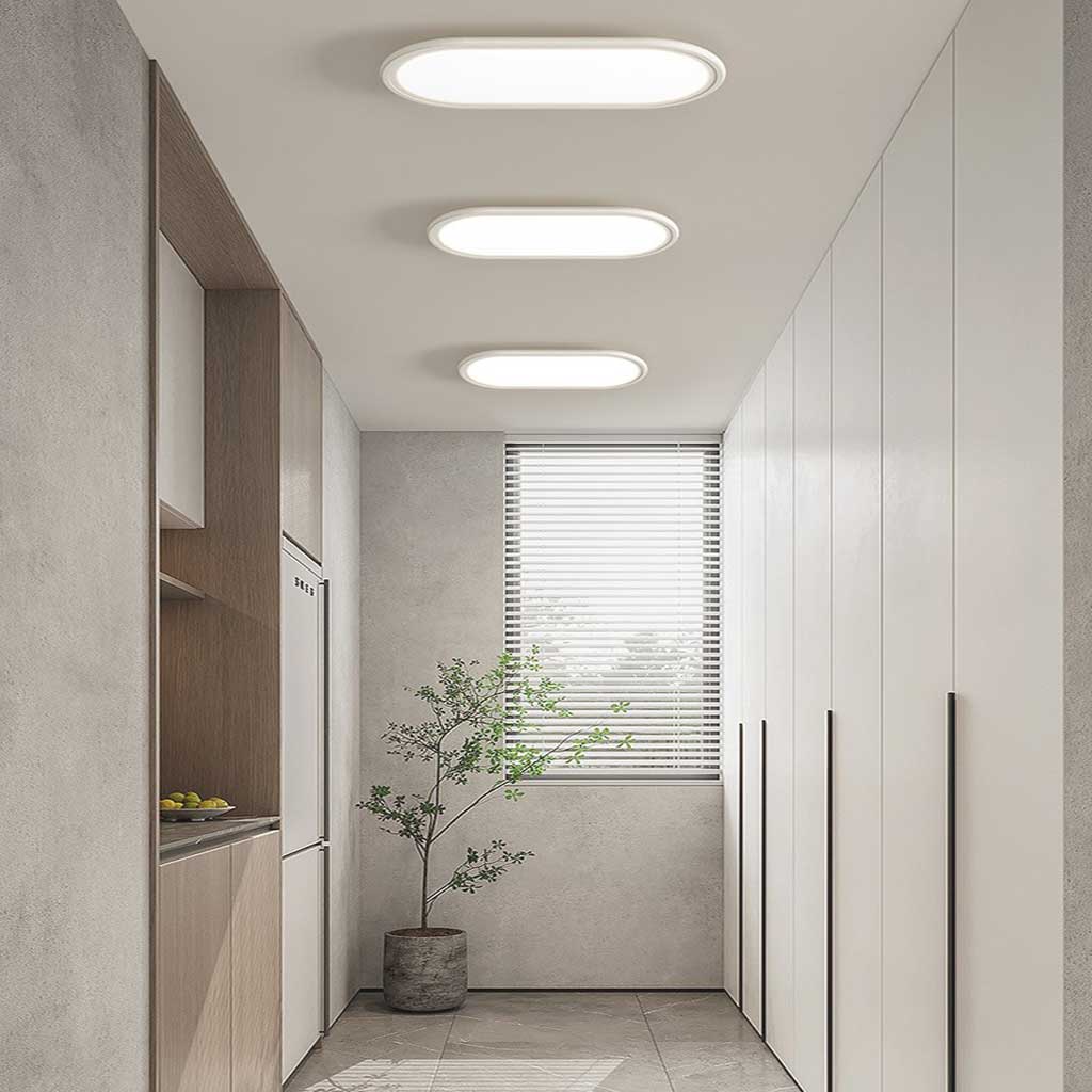 Flush Mount Ceiling Light LED Modern Rounded Rectangle, White