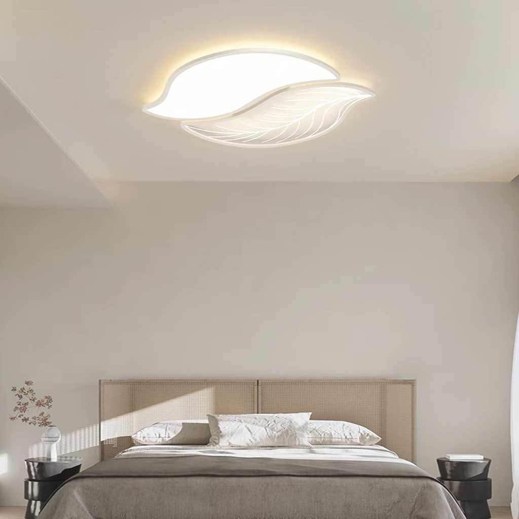 Flush Mount Ceiling Light Unique Leaf LED Dimmable, White/Black